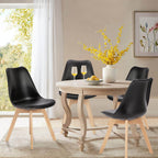 Modern Upholstered PU Leather Dining Chairs, Solid Beech Wood Legs, Comfortable Seating