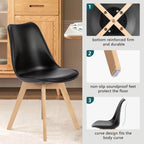 Modern Upholstered PU Leather Dining Chairs, Solid Beech Wood Legs, Comfortable Seating
