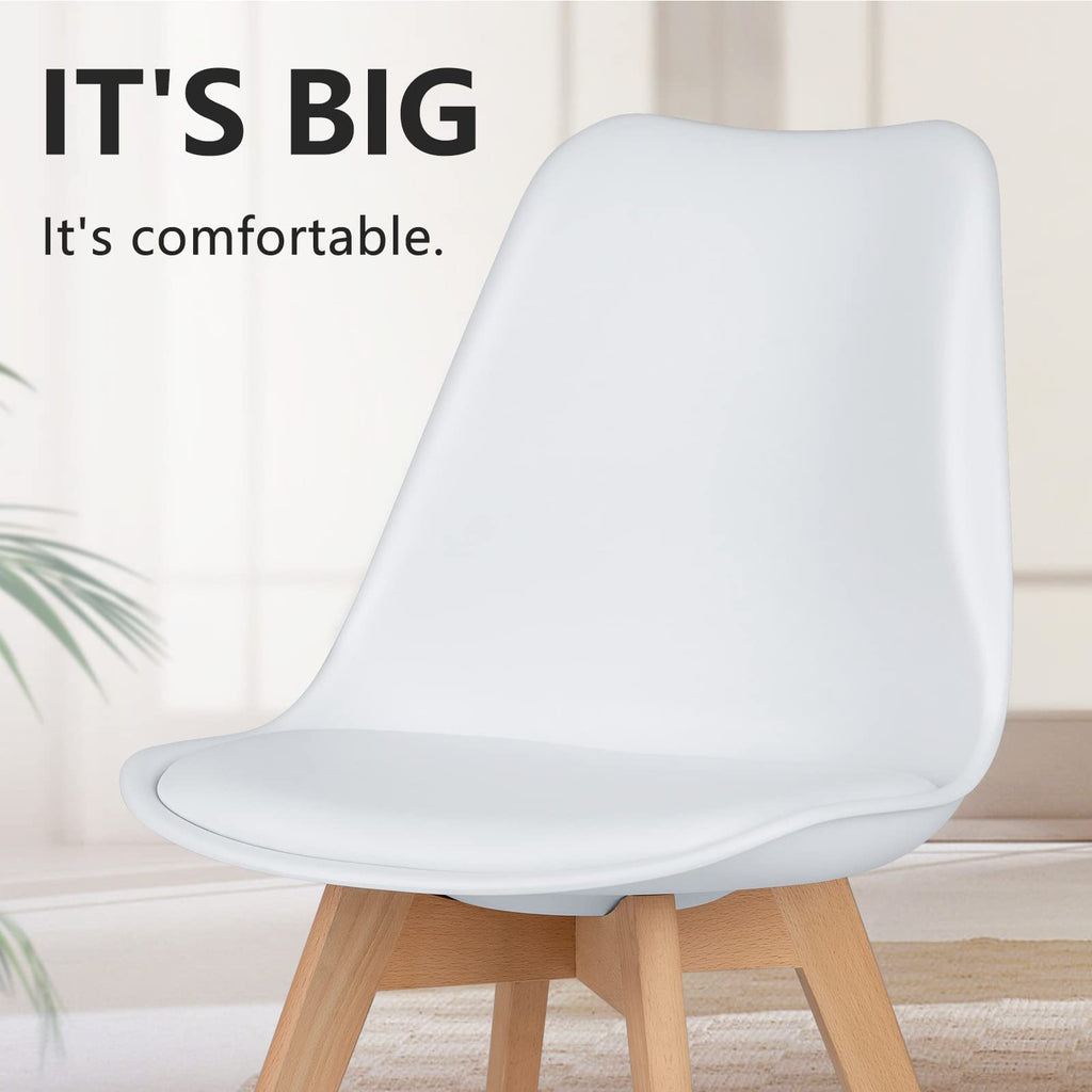 Modern Upholstered PU Leather Dining Chairs, Solid Beech Wood Legs, Comfortable Seating