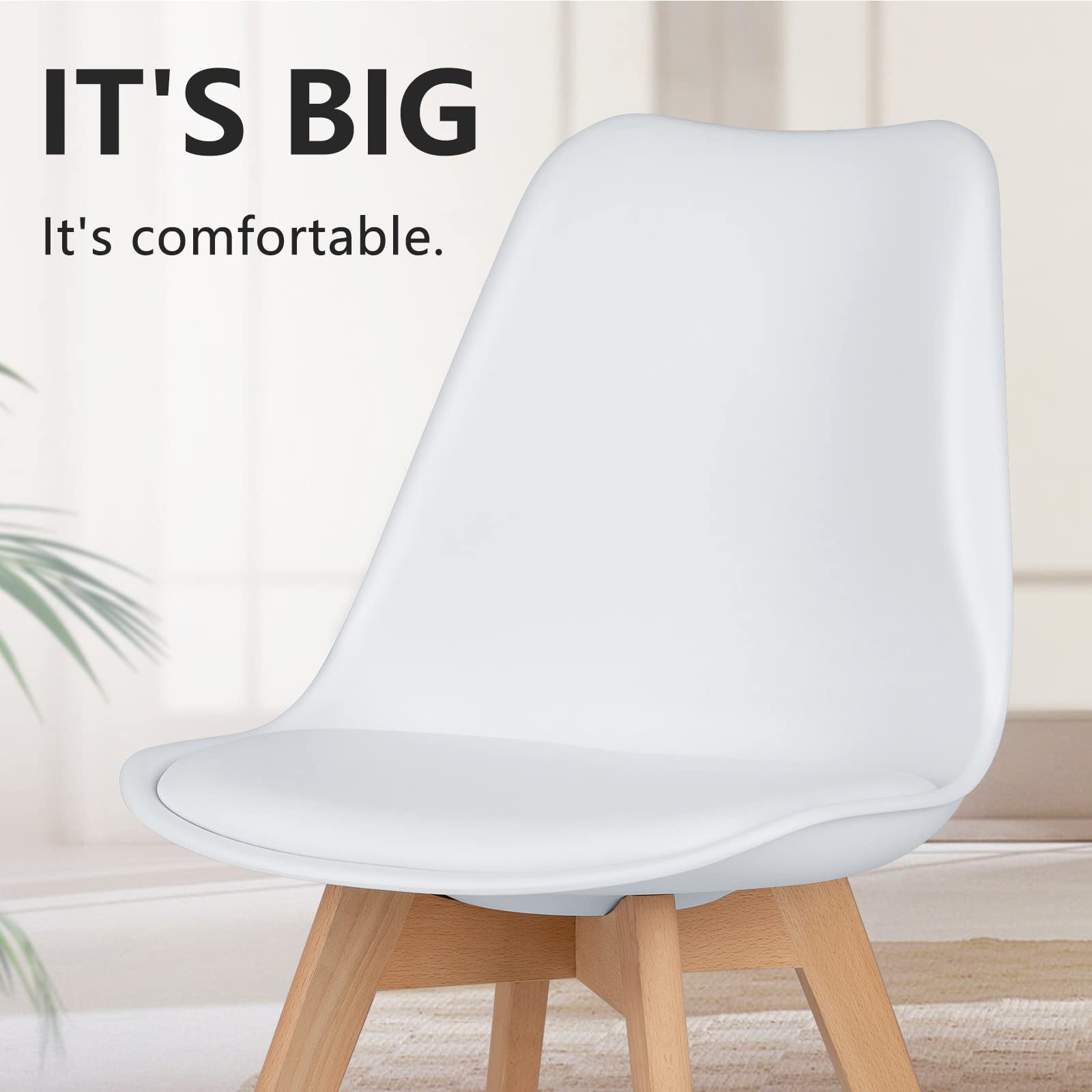 Modern Upholstered PU Leather Dining Chairs, Solid Beech Wood Legs, Comfortable Seating