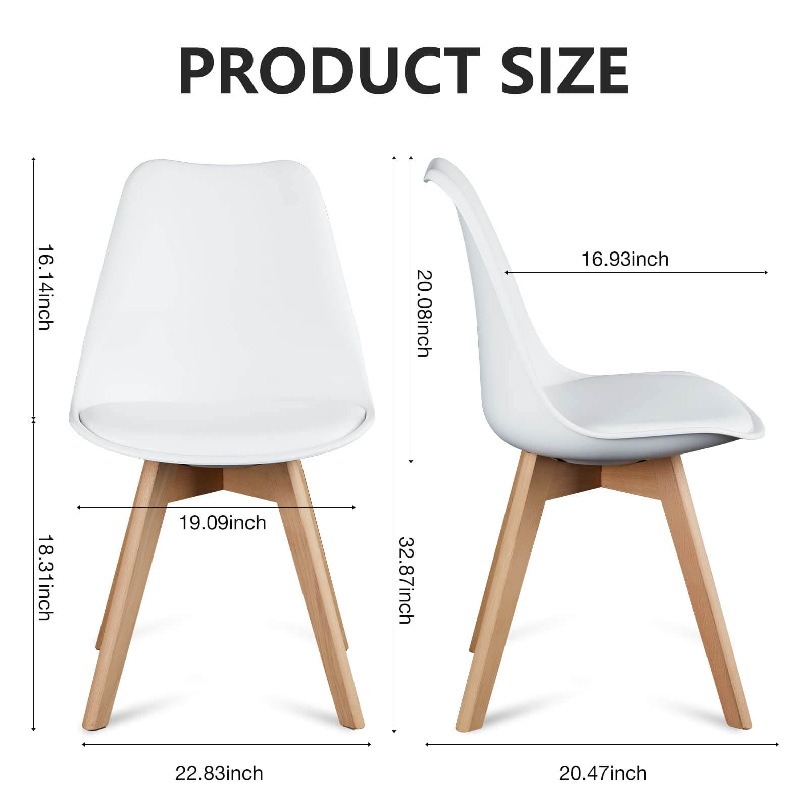 Modern Upholstered PU Leather Dining Chairs, Solid Beech Wood Legs, Comfortable Seating