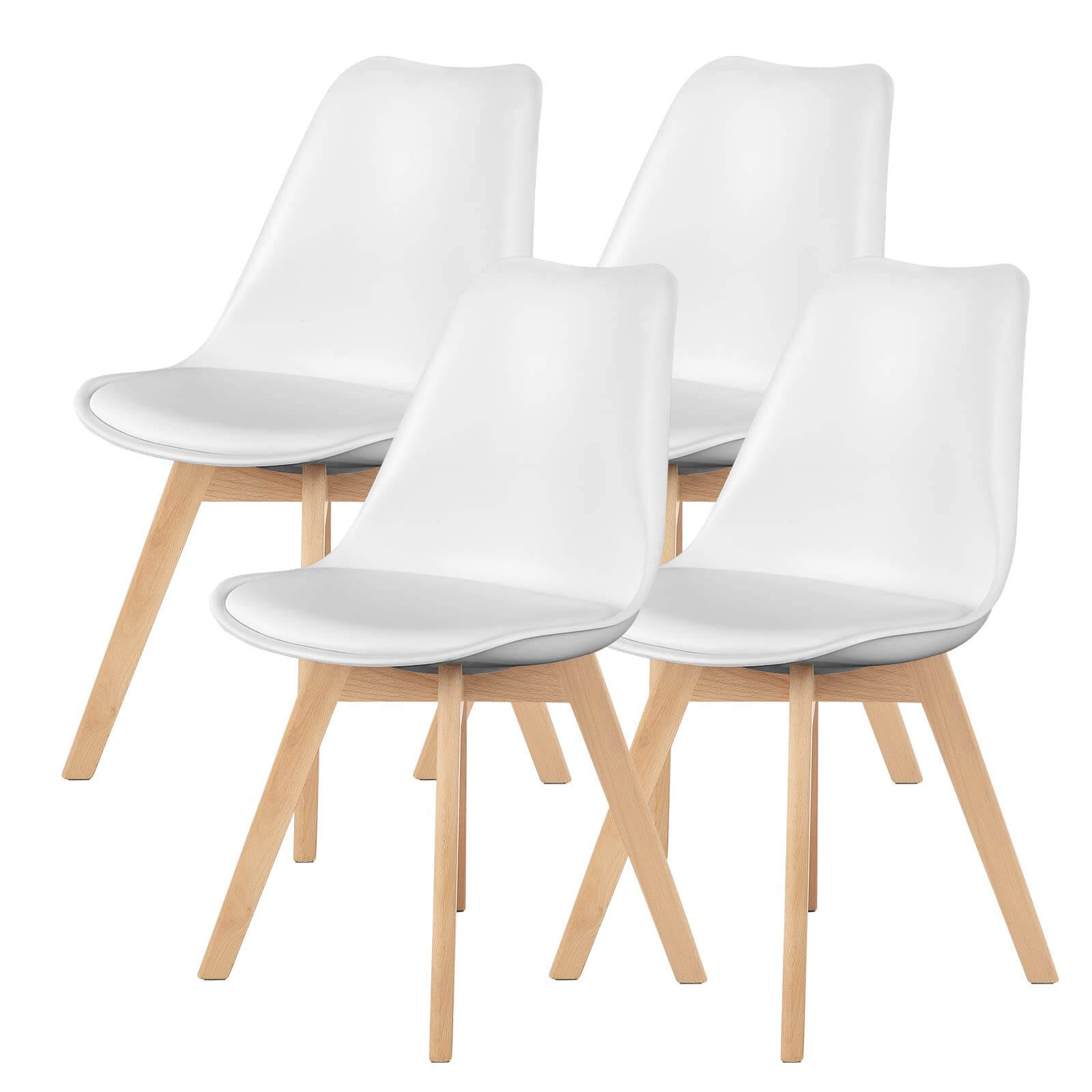 Modern Upholstered PU Leather Dining Chairs, Solid Beech Wood Legs, Comfortable Seating