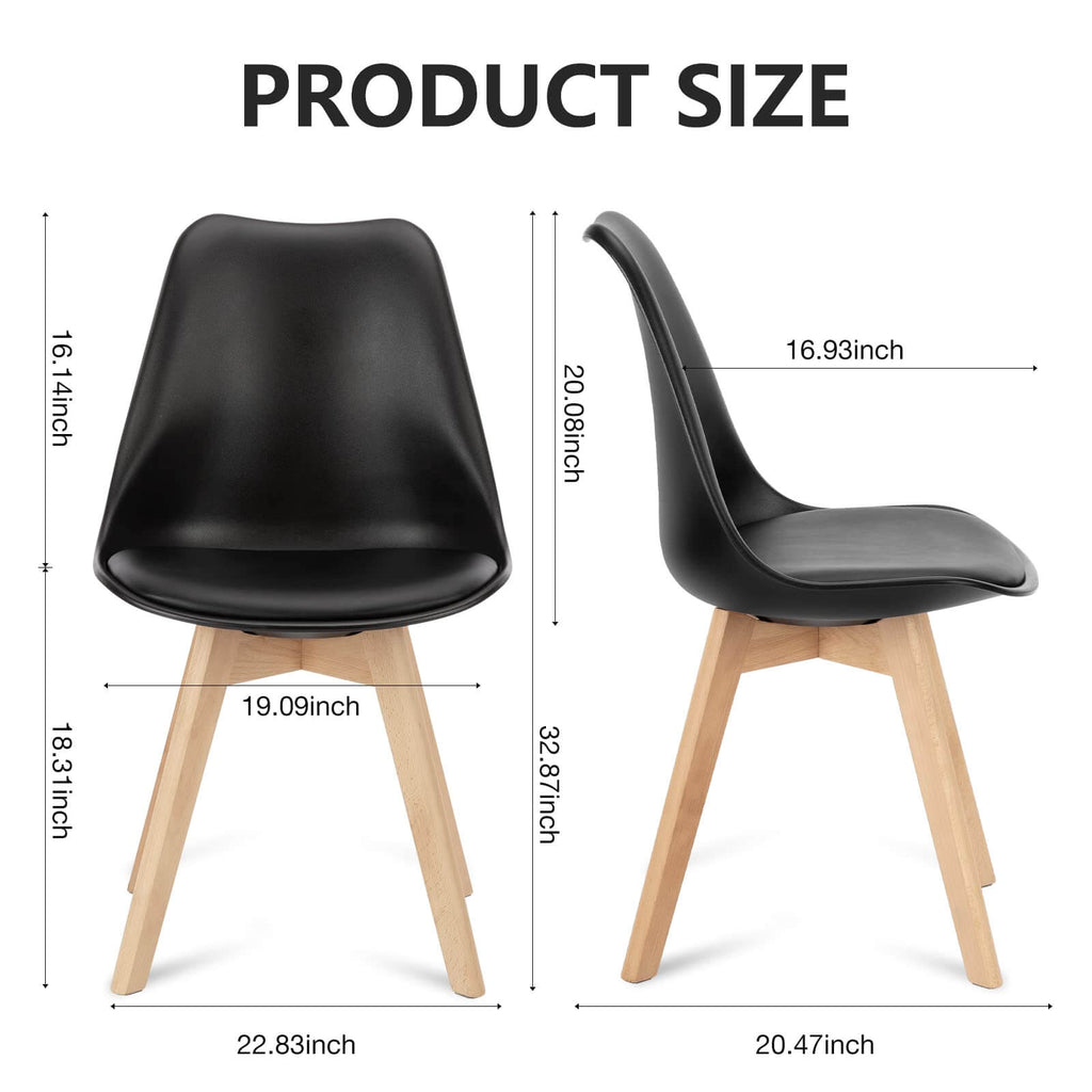 Modern Upholstered PU Leather Dining Chairs, Solid Beech Wood Legs, Comfortable Seating