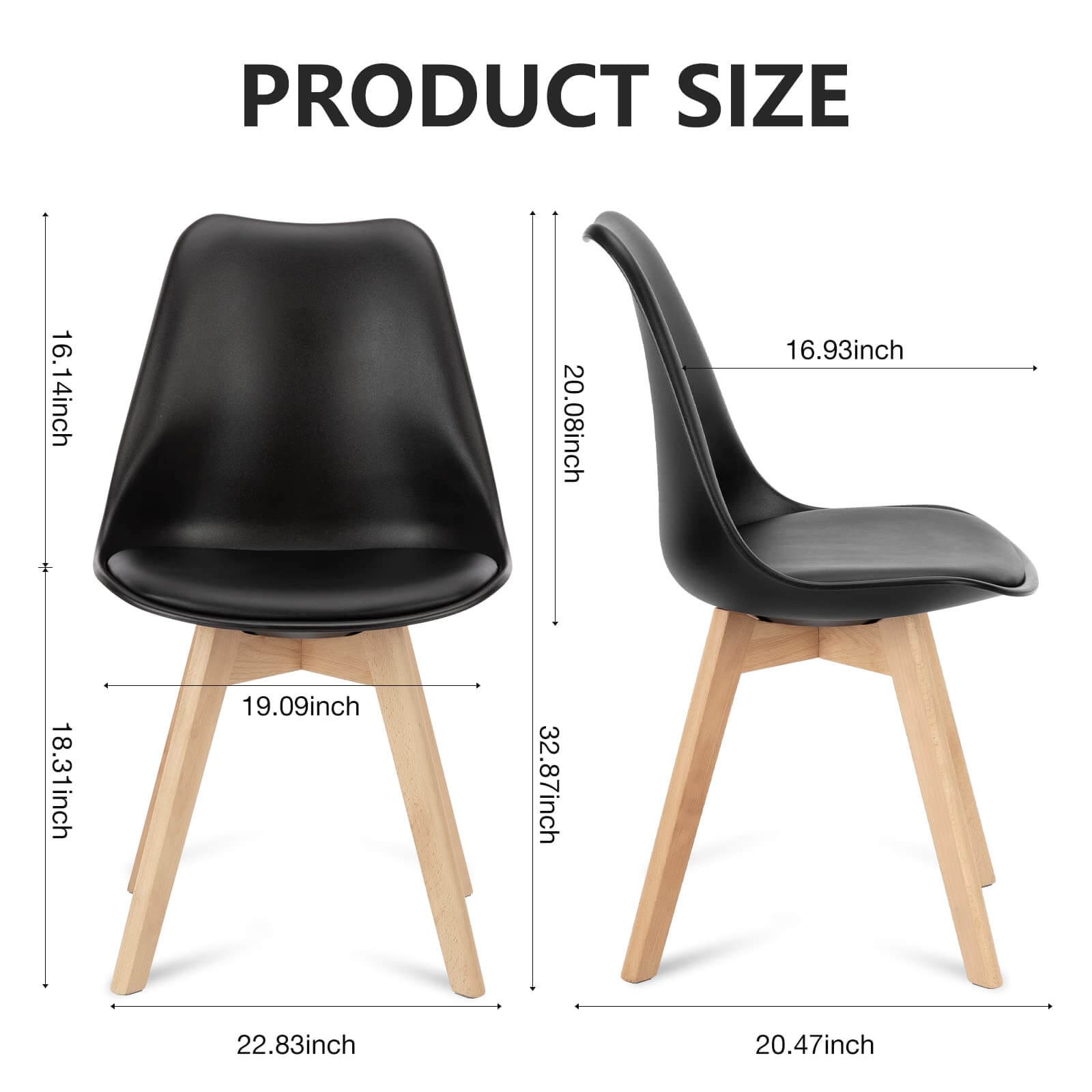 Modern Upholstered PU Leather Dining Chairs, Solid Beech Wood Legs, Comfortable Seating