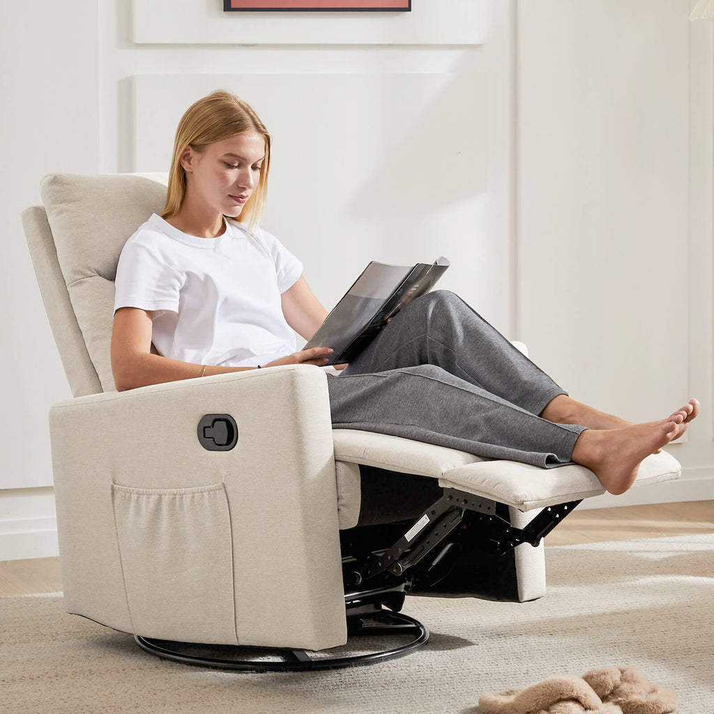 Comfortable Swivel Rocker Recliner Chair for Nursery Living Room Relaxation