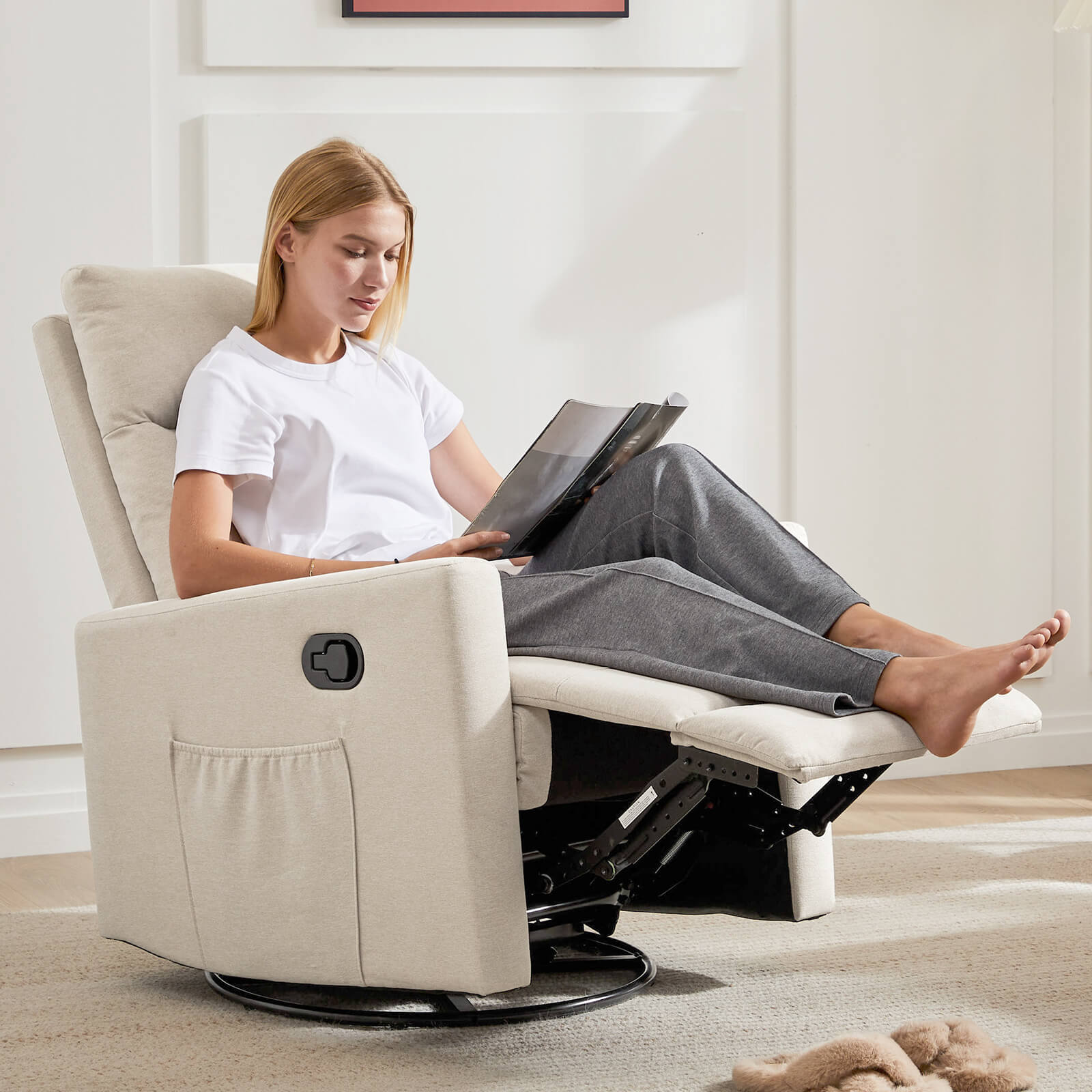 Comfortable Swivel Rocker Recliner Chair for Nursery Living Room Relaxation