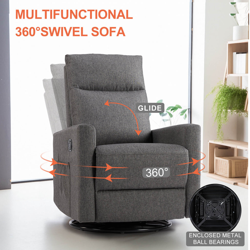 Comfortable Swivel Rocker Recliner Chair for Nursery Living Room Relaxation