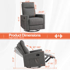 Comfortable Swivel Rocker Recliner Chair for Nursery Living Room Relaxation