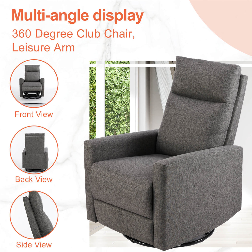 Comfortable Swivel Rocker Recliner Chair for Nursery Living Room Relaxation