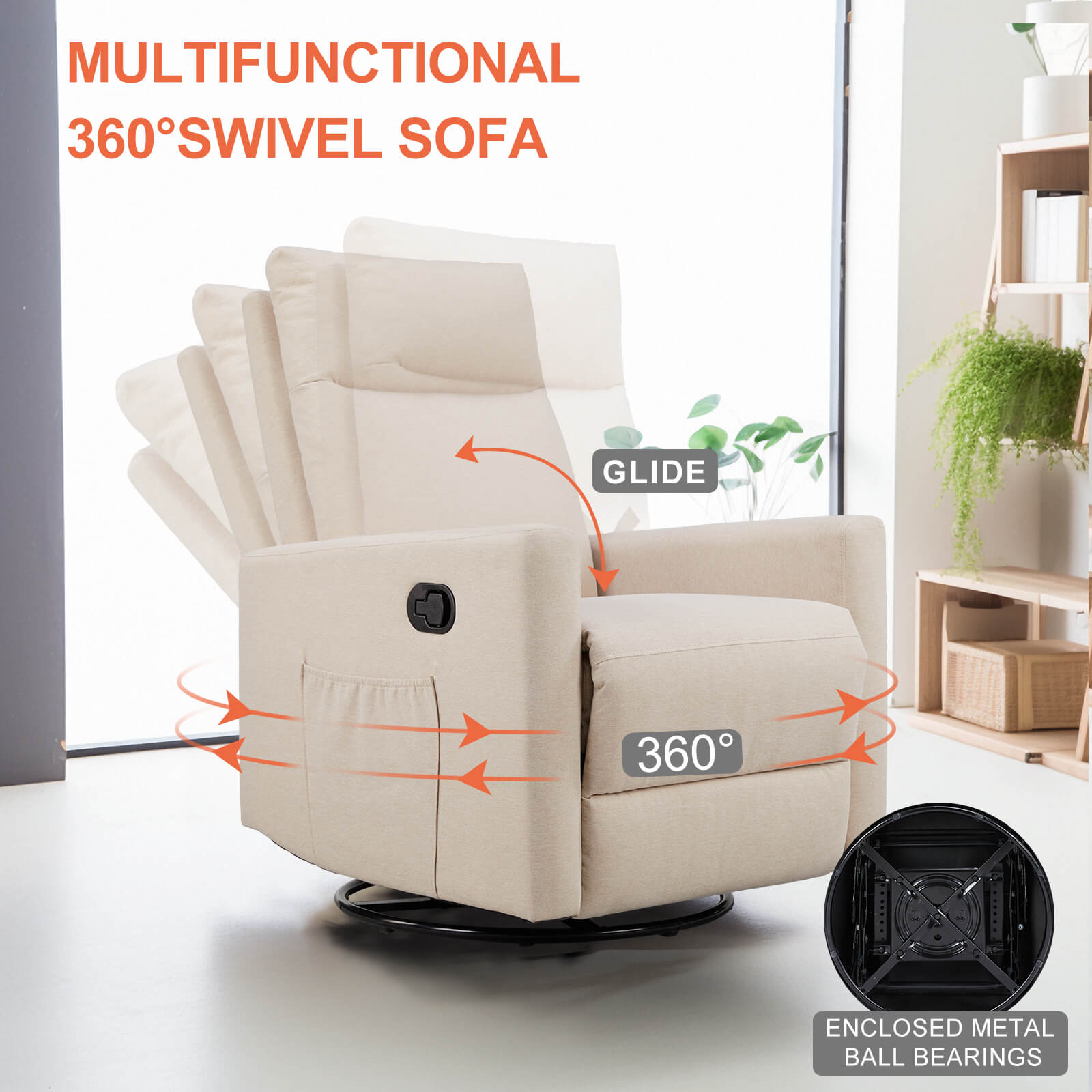 Comfortable Swivel Rocker Recliner Chair for Nursery Living Room Relaxation