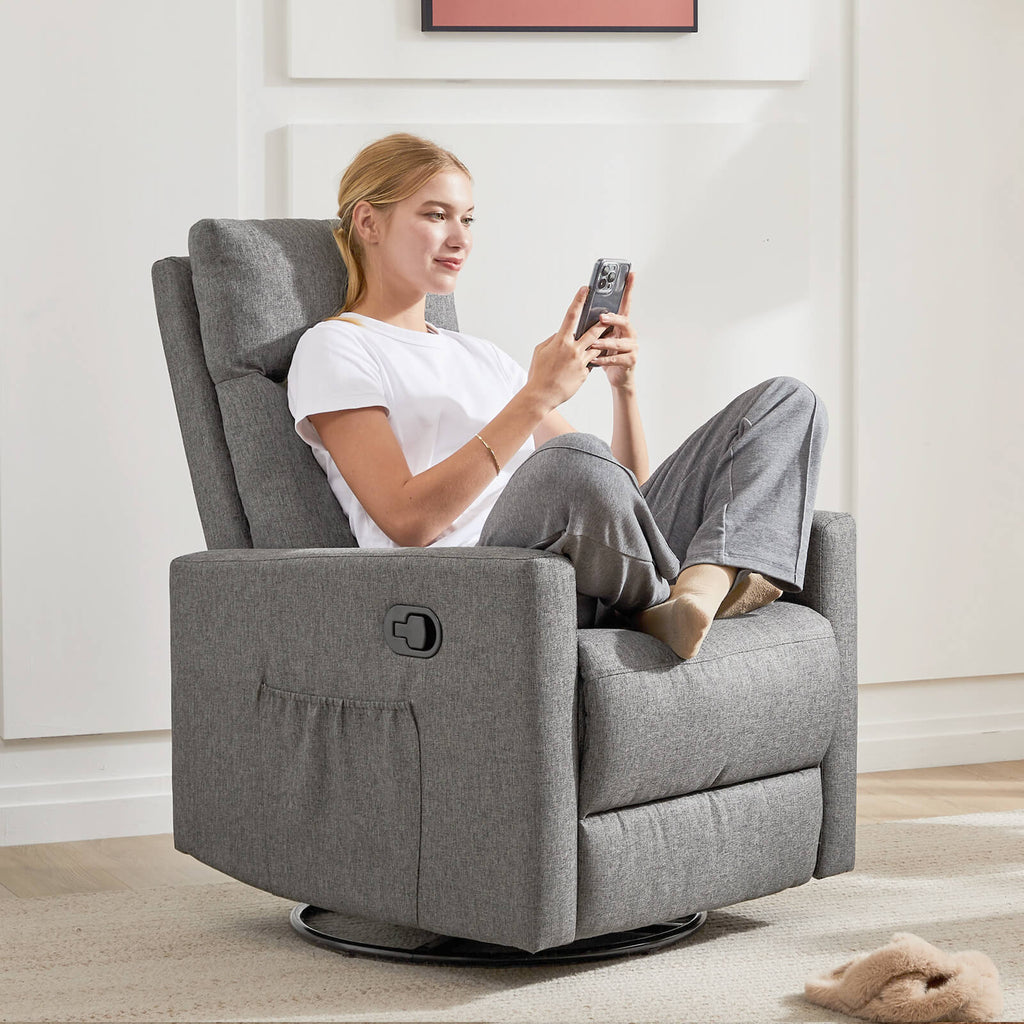 Comfortable Swivel Rocker Recliner Chair for Nursery Living Room Relaxation
