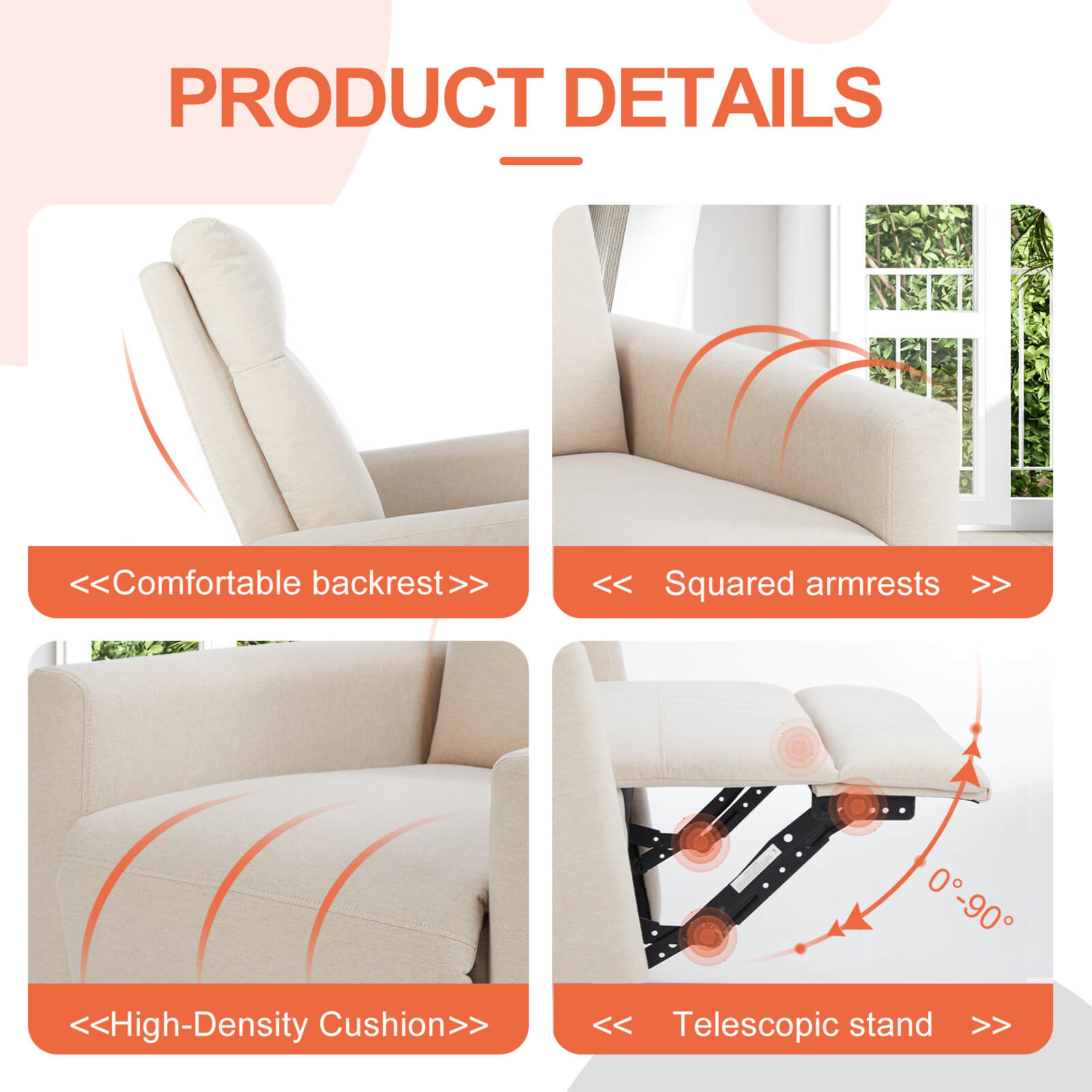 Comfortable Swivel Rocker Recliner Chair for Nursery Living Room Relaxation