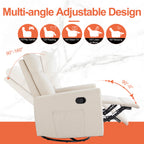 Comfortable Swivel Rocker Recliner Chair for Nursery Living Room Relaxation