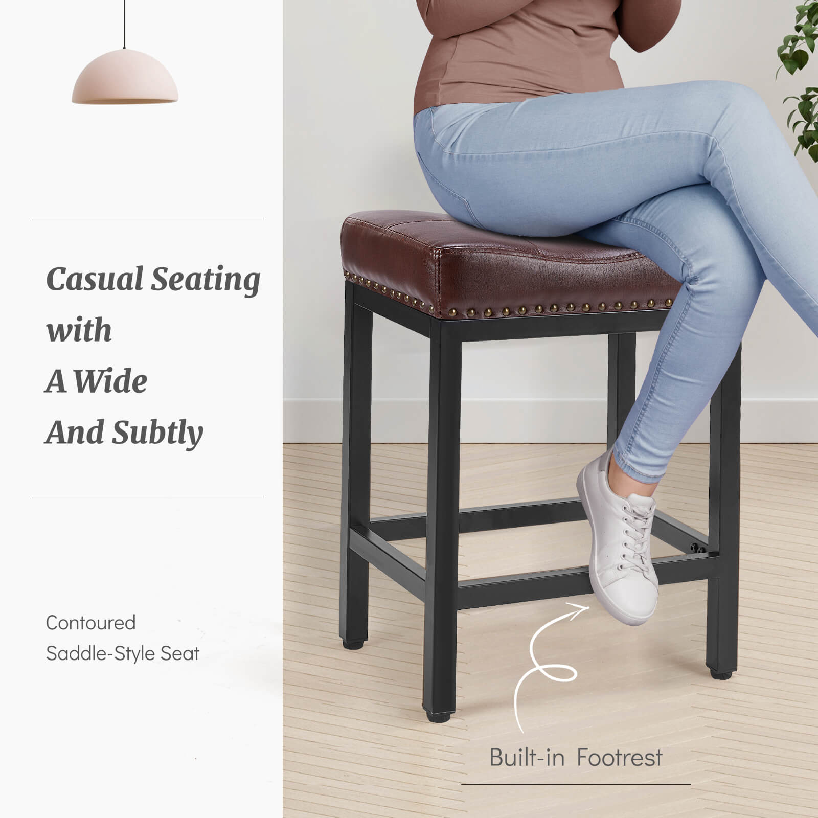 Ergonomic Saddle Bar Stool, Soft Cushion, Durable for Home Dining