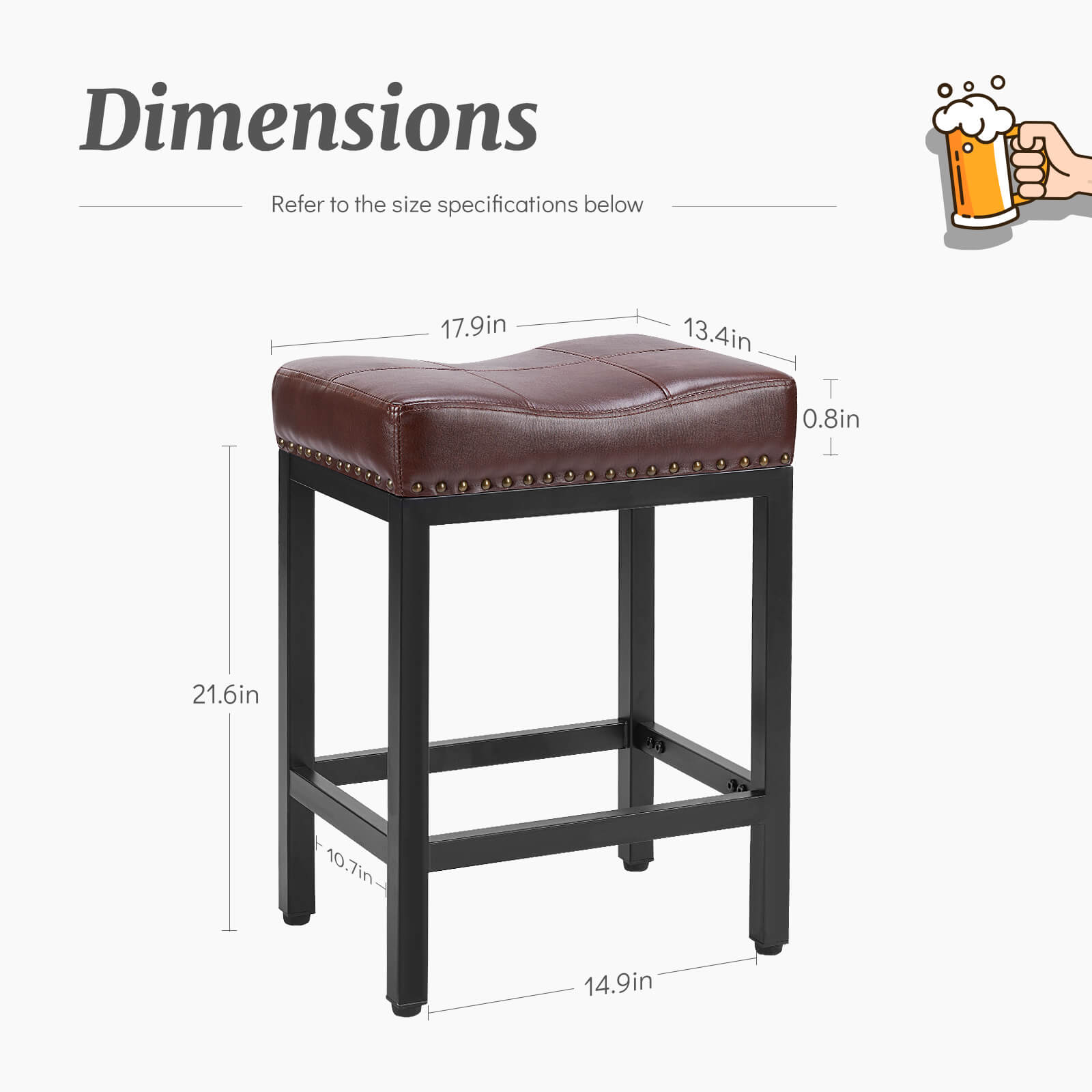 Ergonomic Saddle Bar Stool, Soft Cushion, Durable for Home Dining