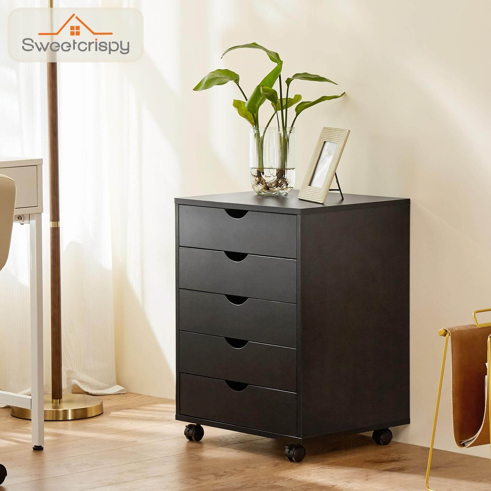 Versatile Mobile Storage Dresser Cabinet with Durable Drawers and Wheels