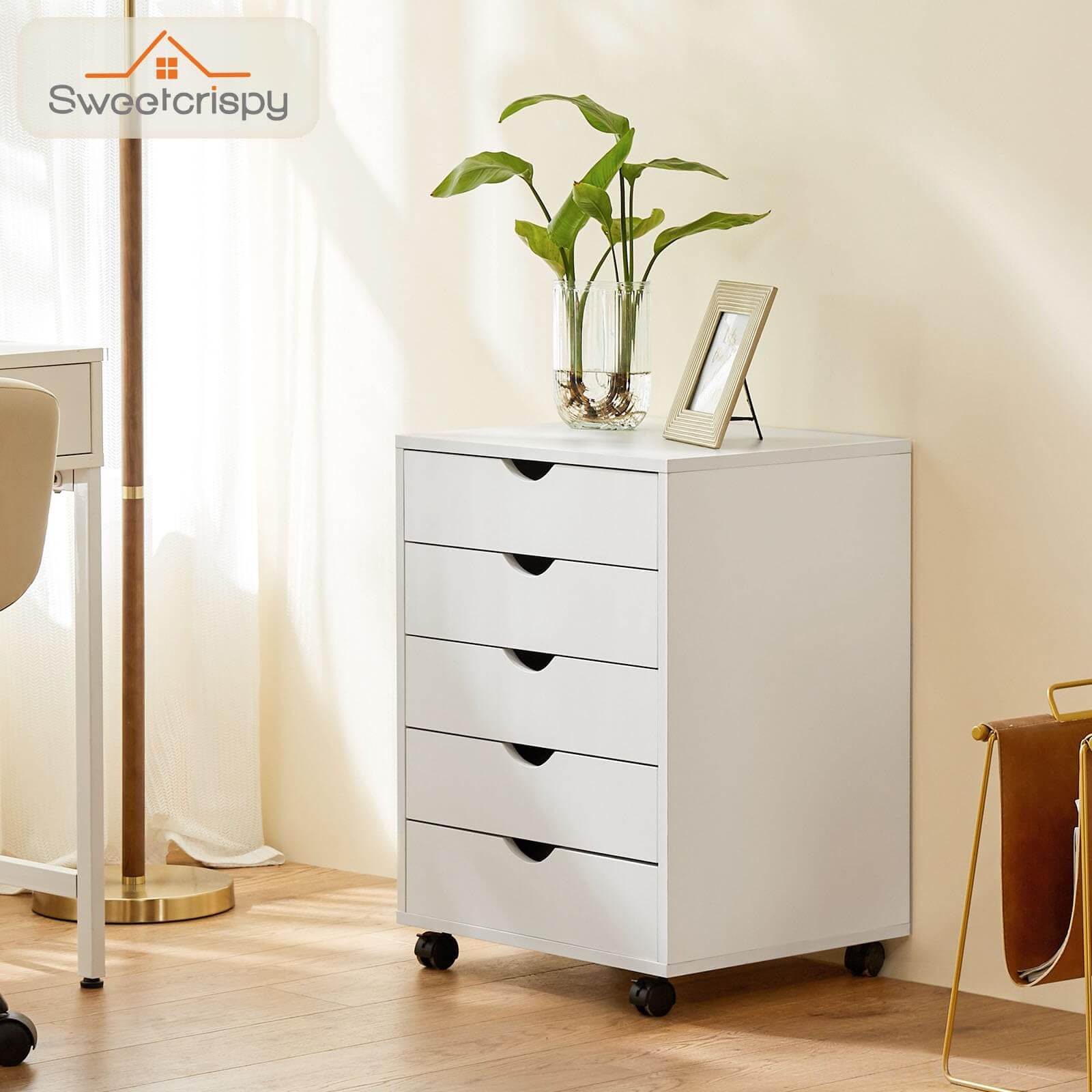 Versatile Mobile Storage Dresser Cabinet with Durable Drawers and Wheels