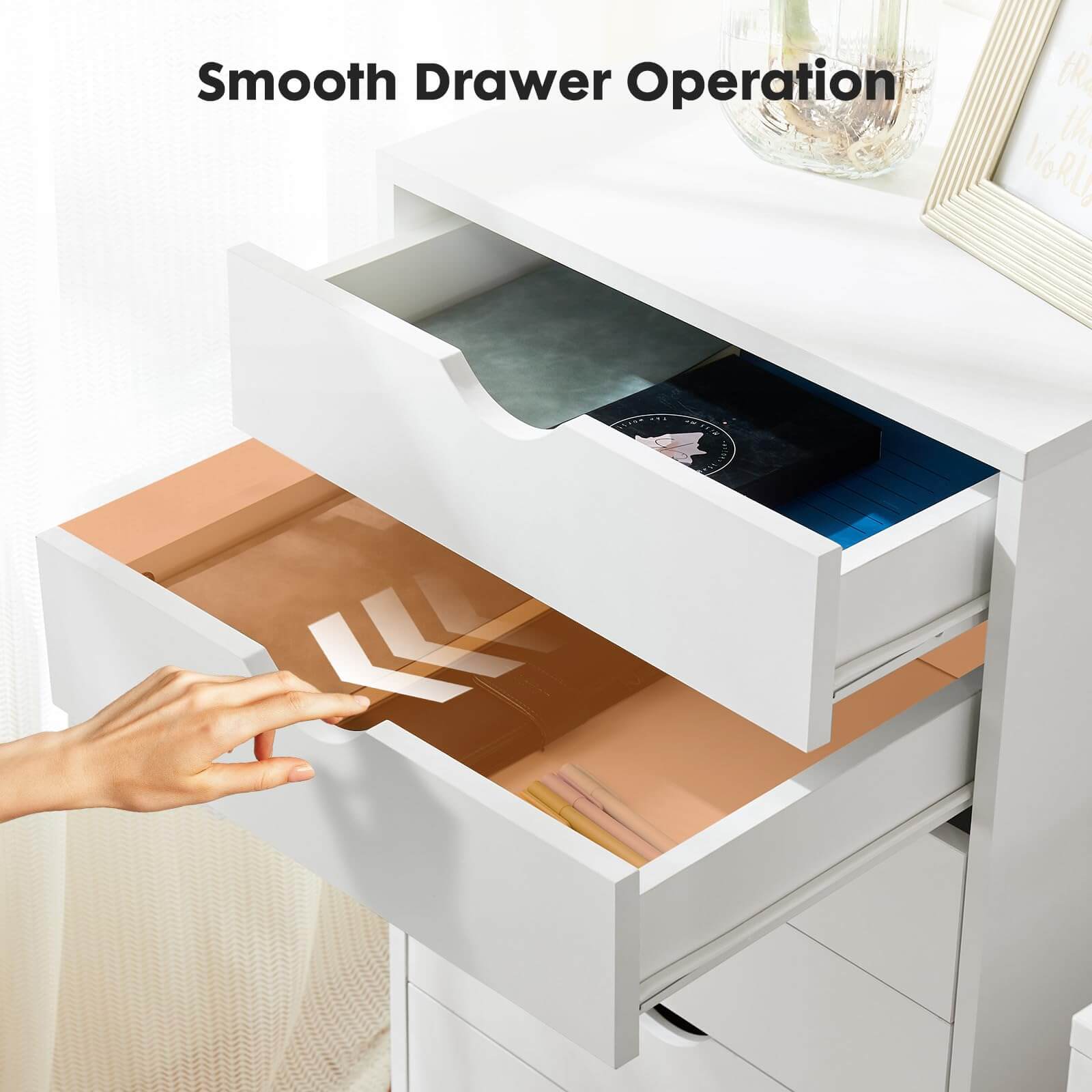 Versatile Mobile Storage Dresser Cabinet with Durable Drawers and Wheels