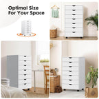 Versatile Mobile Storage Dresser Cabinet with Durable Drawers and Wheels