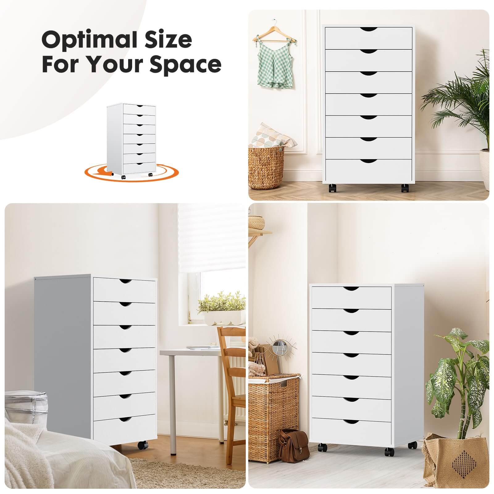 Versatile Mobile Storage Dresser Cabinet with Durable Drawers and Wheels