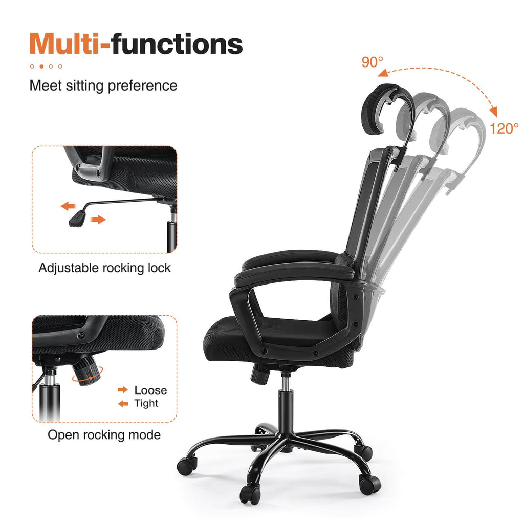 Ergonomic High-Back Mesh Office Chair with Adjustable Lumbar Support and Headrest