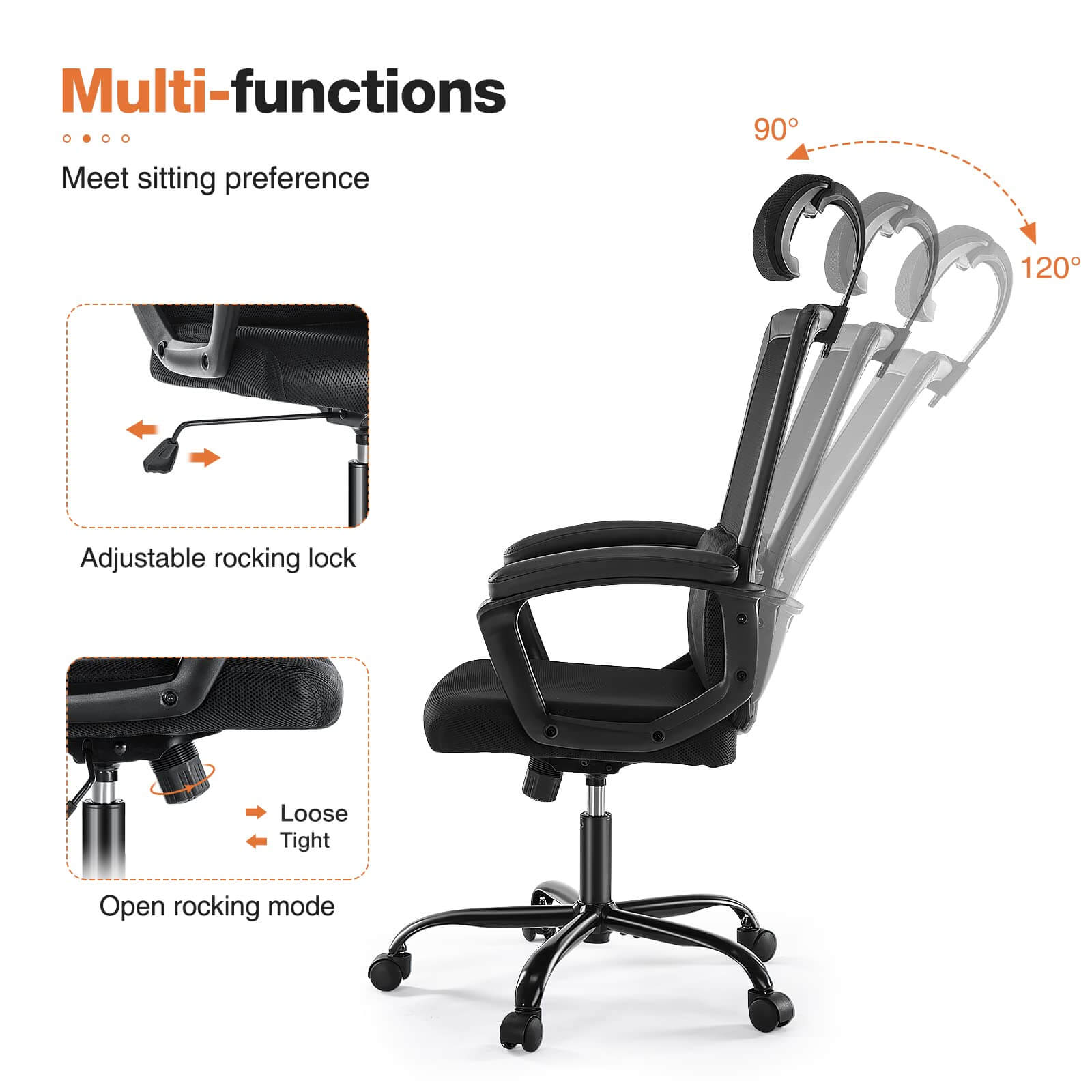 Ergonomic High-Back Mesh Office Chair with Adjustable Lumbar Support and Headrest