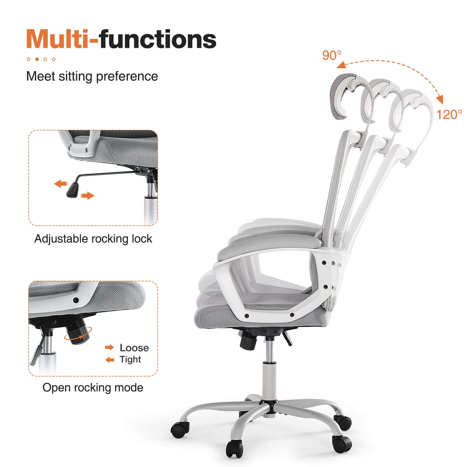 Ergonomic High-Back Mesh Office Chair with Adjustable Lumbar Support and Headrest