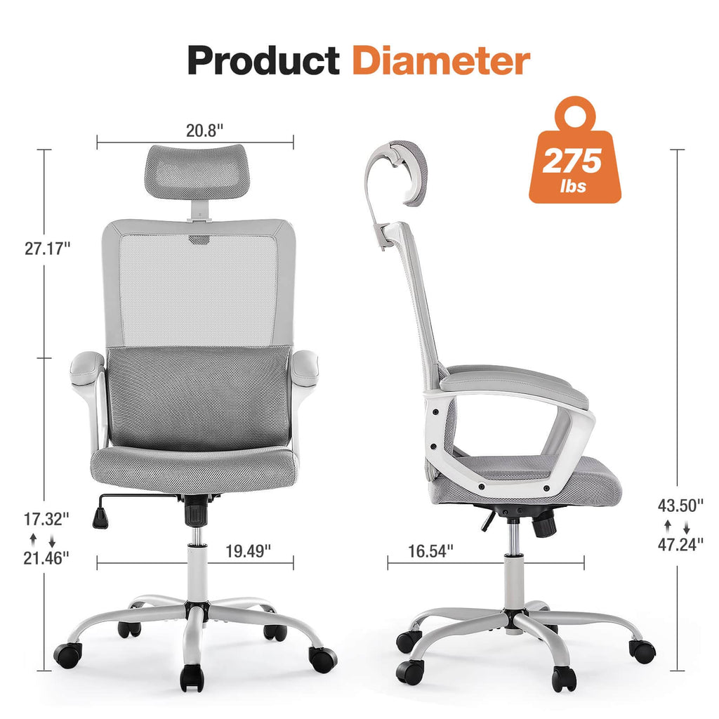 Ergonomic High-Back Mesh Office Chair with Adjustable Lumbar Support and Headrest