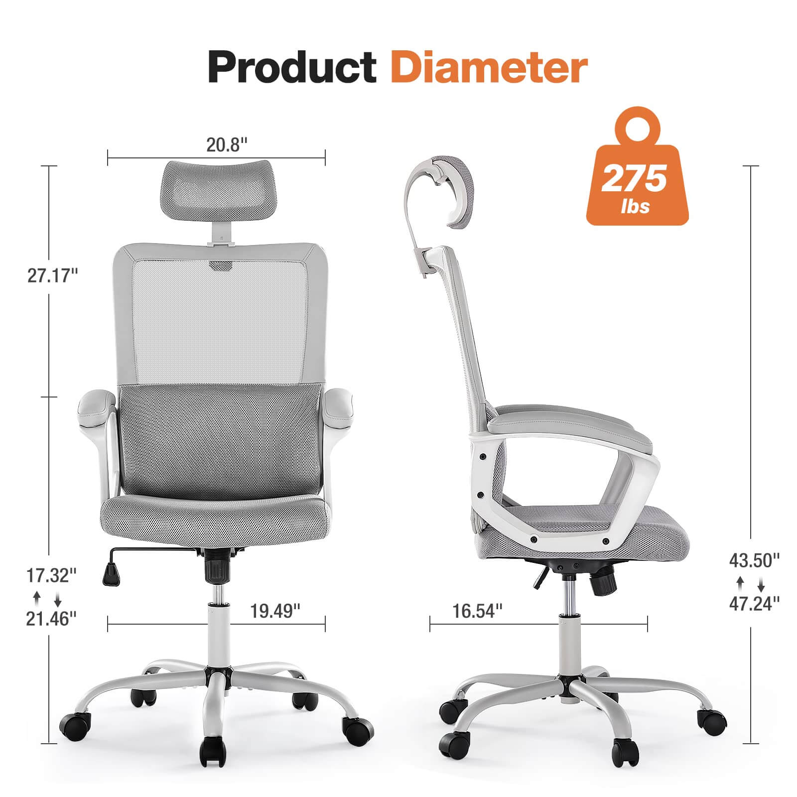 Ergonomic High-Back Mesh Office Chair with Adjustable Lumbar Support and Headrest