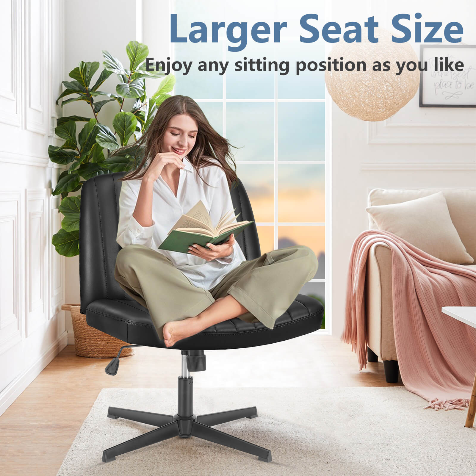 Ergonomic Swivel Office Chair with Lumbar Support, Adjustable Comfort
