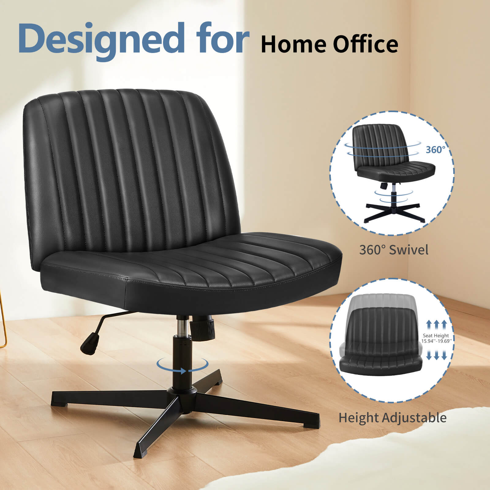 Ergonomic Swivel Office Chair with Lumbar Support, Adjustable Comfort