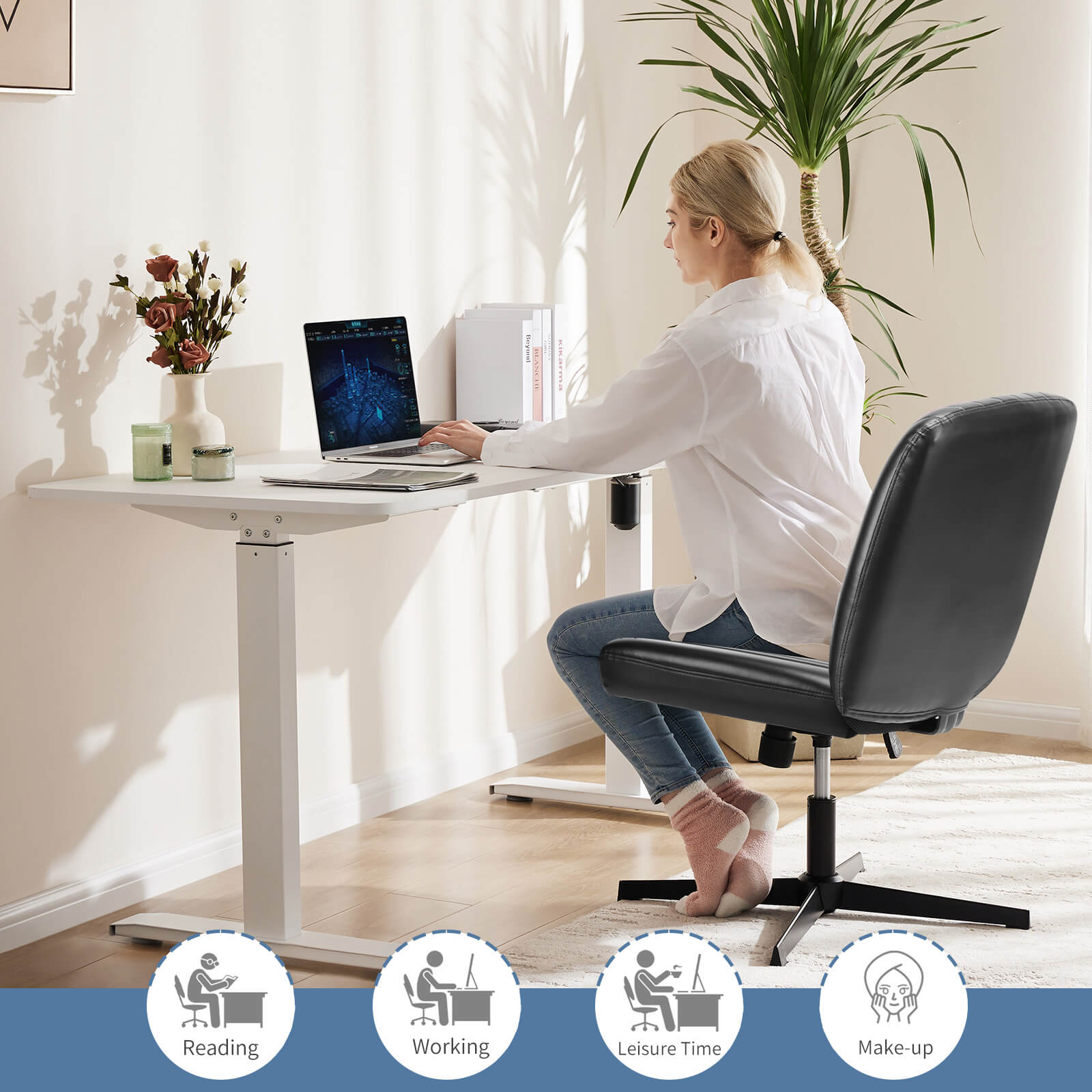 Ergonomic Swivel Office Chair with Lumbar Support, Adjustable Comfort