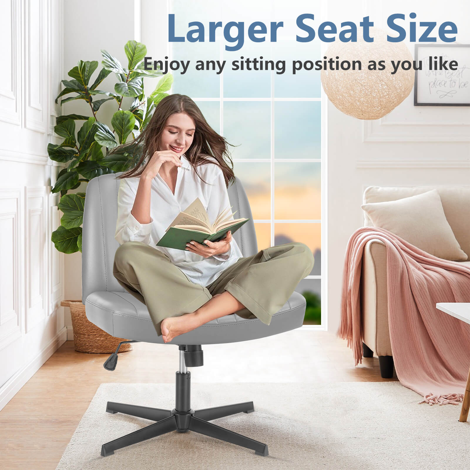 Ergonomic Swivel Office Chair with Lumbar Support, Adjustable Comfort