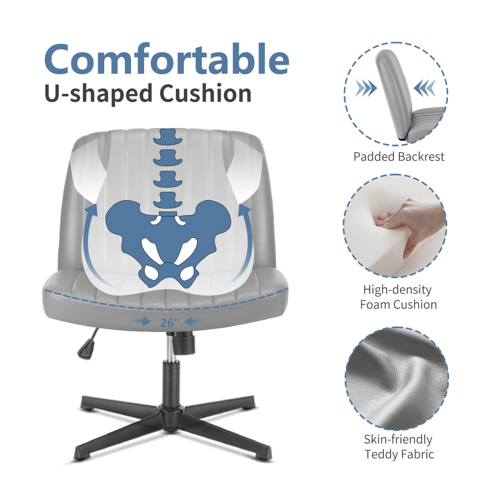 Ergonomic Swivel Office Chair with Lumbar Support, Adjustable Comfort