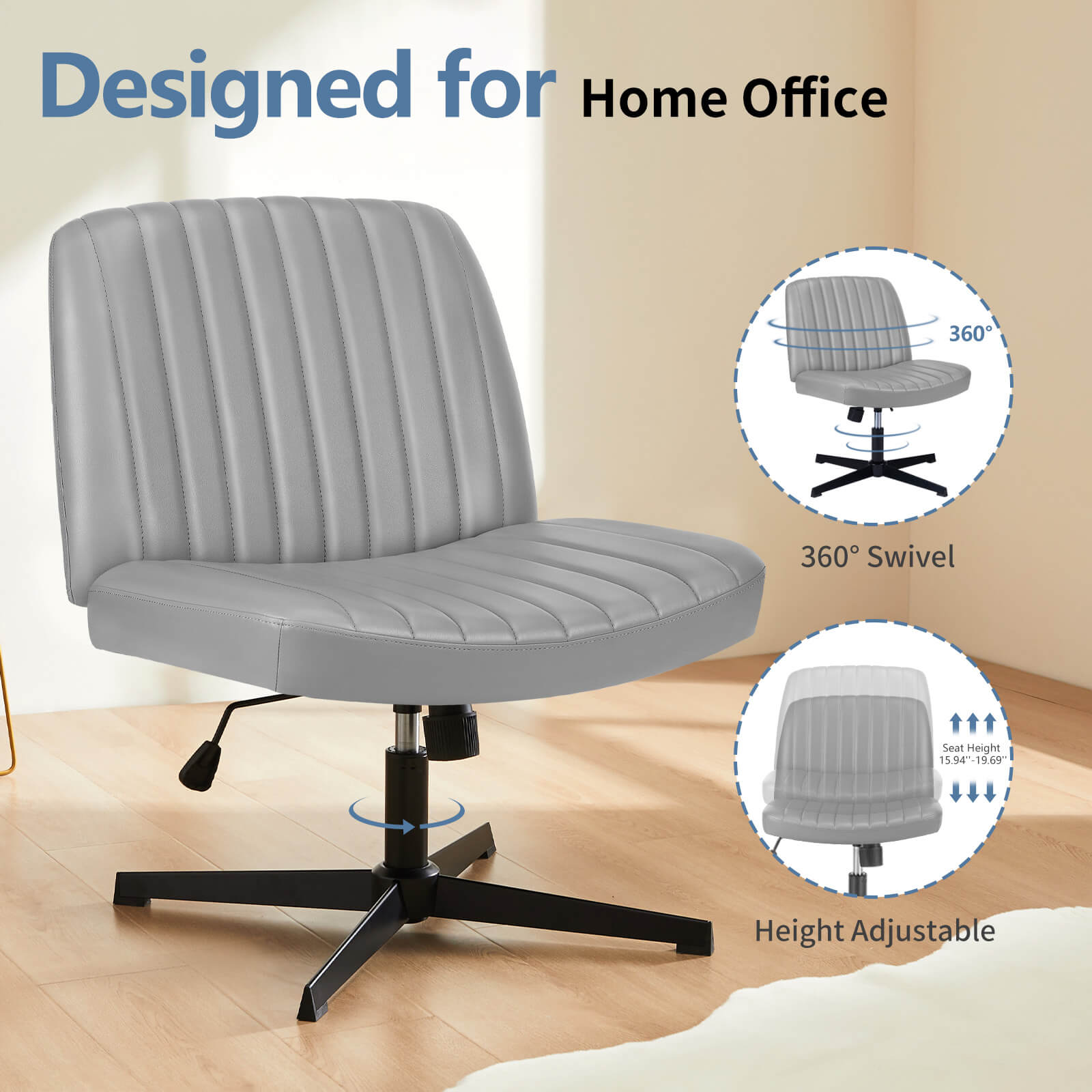 Ergonomic Swivel Office Chair with Lumbar Support, Adjustable Comfort