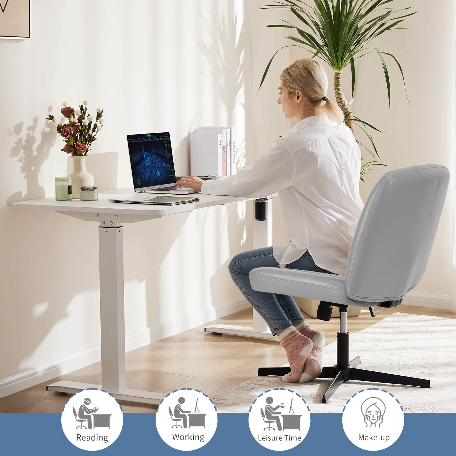 Ergonomic Swivel Office Chair with Lumbar Support, Adjustable Comfort