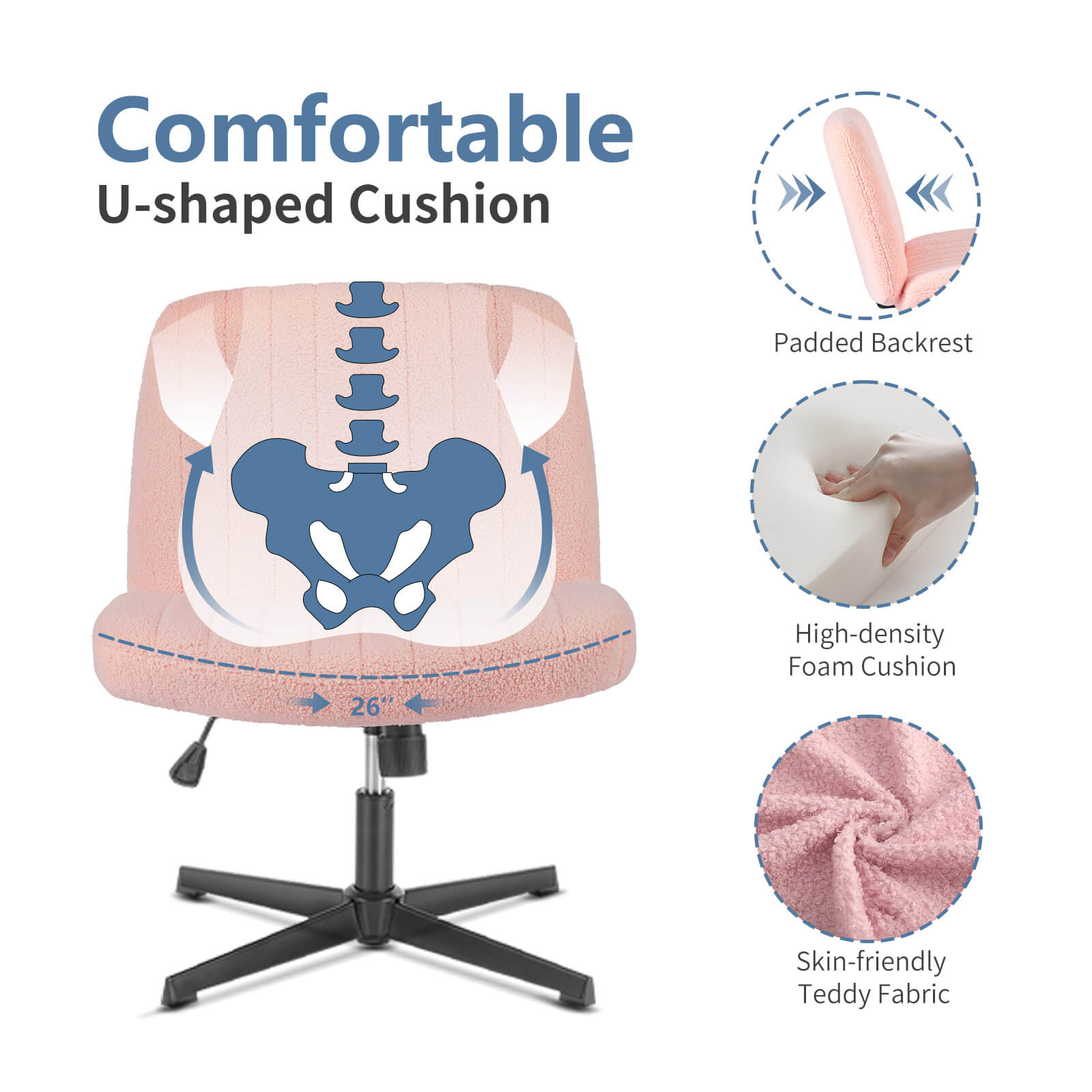 Ergonomic Swivel Office Chair with Lumbar Support, Adjustable Comfort