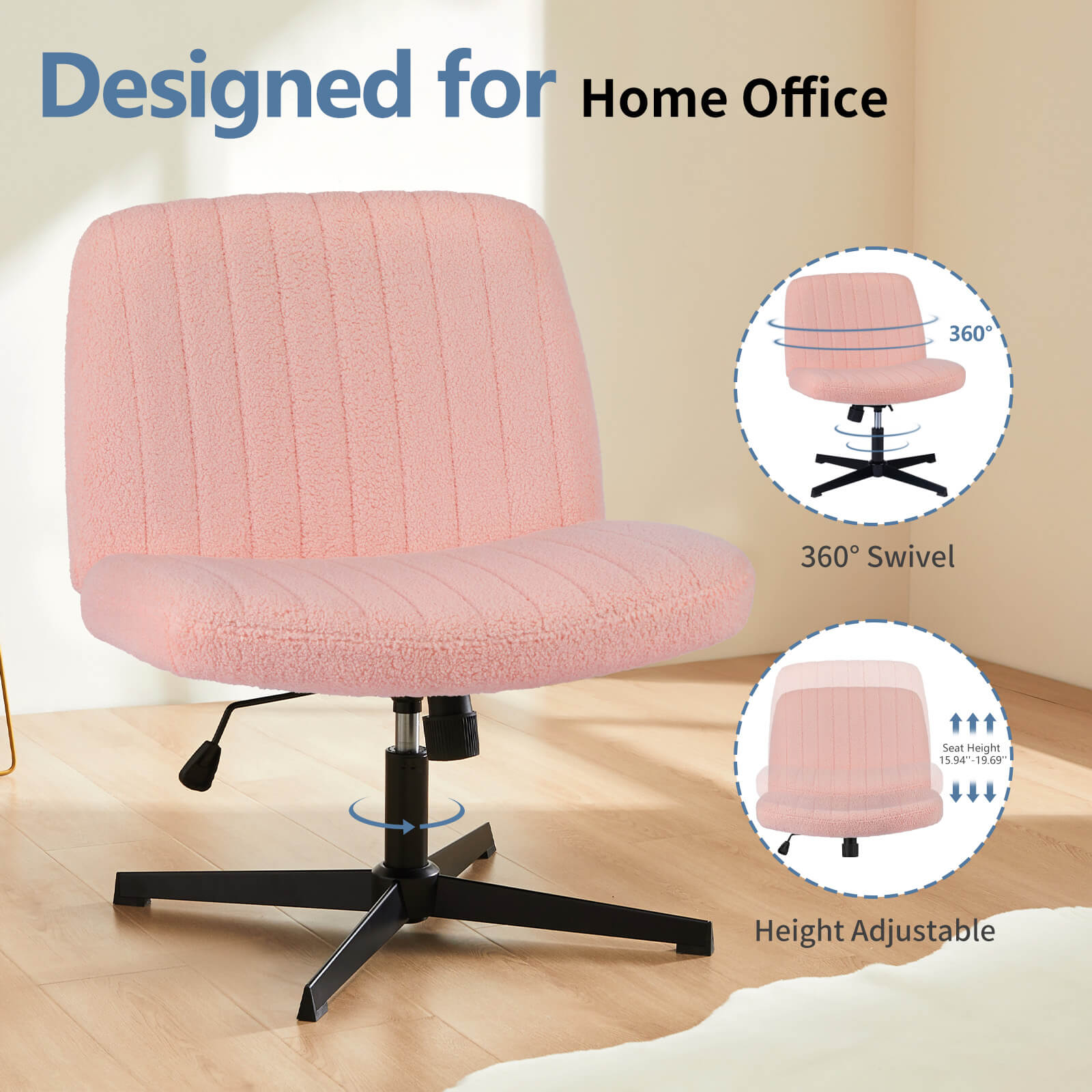 Ergonomic Swivel Office Chair with Lumbar Support, Adjustable Comfort
