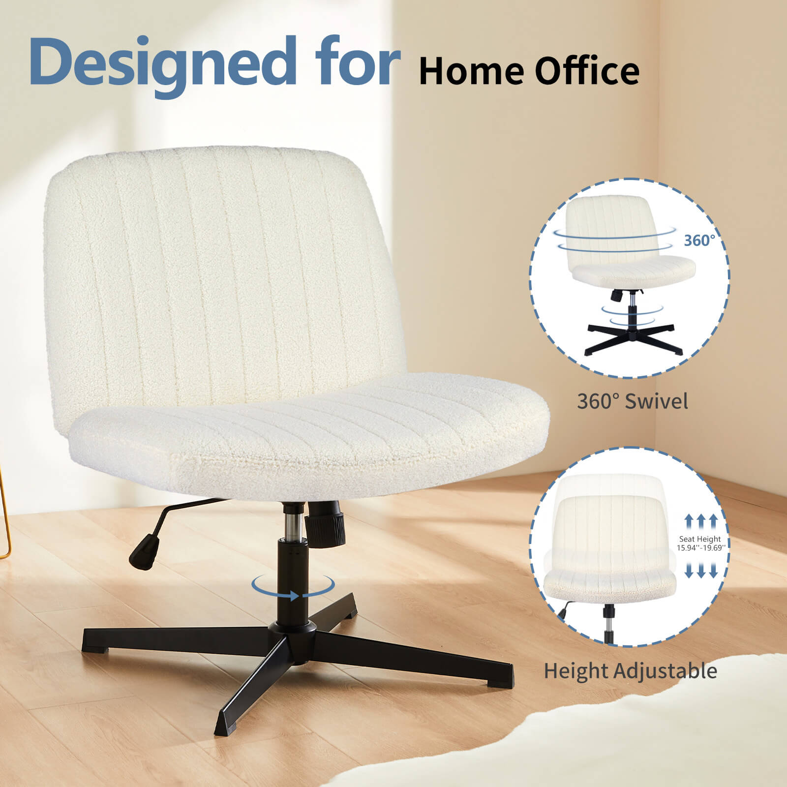 Ergonomic Swivel Office Chair with Lumbar Support, Adjustable Comfort