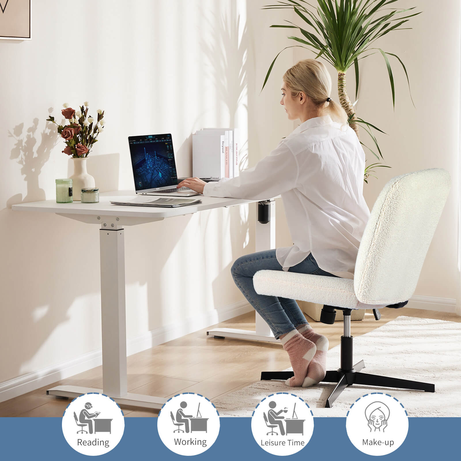 Ergonomic Swivel Office Chair with Lumbar Support, Adjustable Comfort