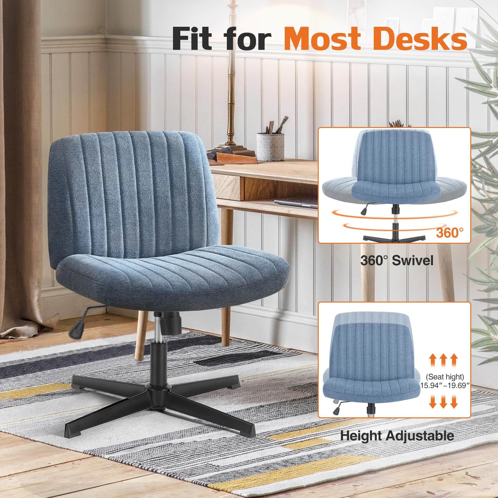 Ergonomic Swivel Office Chair with Lumbar Support, Adjustable Comfort