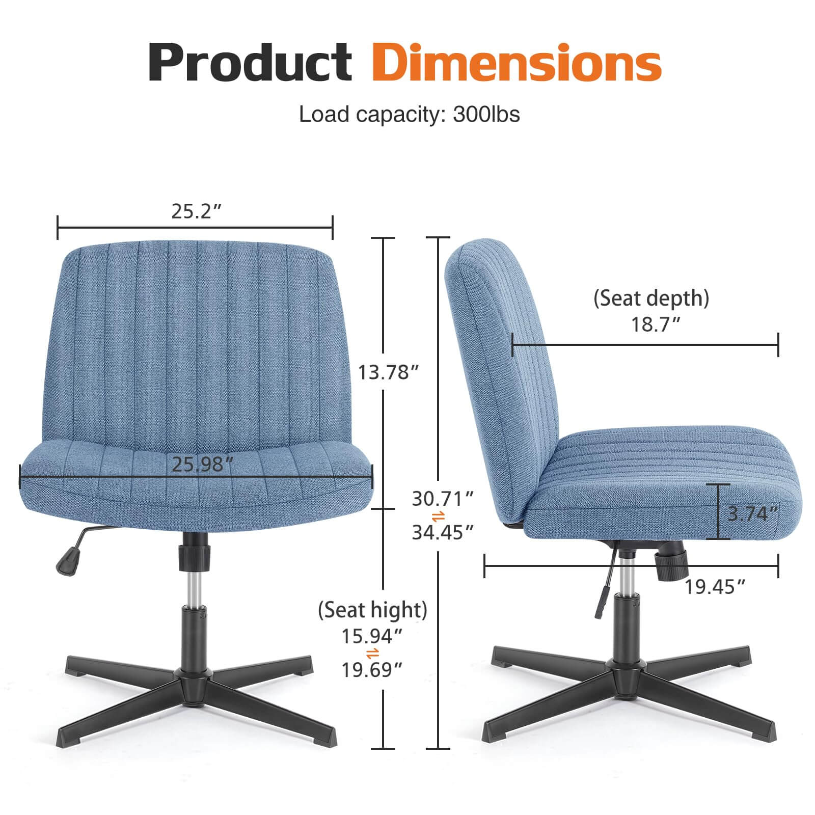 Ergonomic Swivel Office Chair with Lumbar Support, Adjustable Comfort