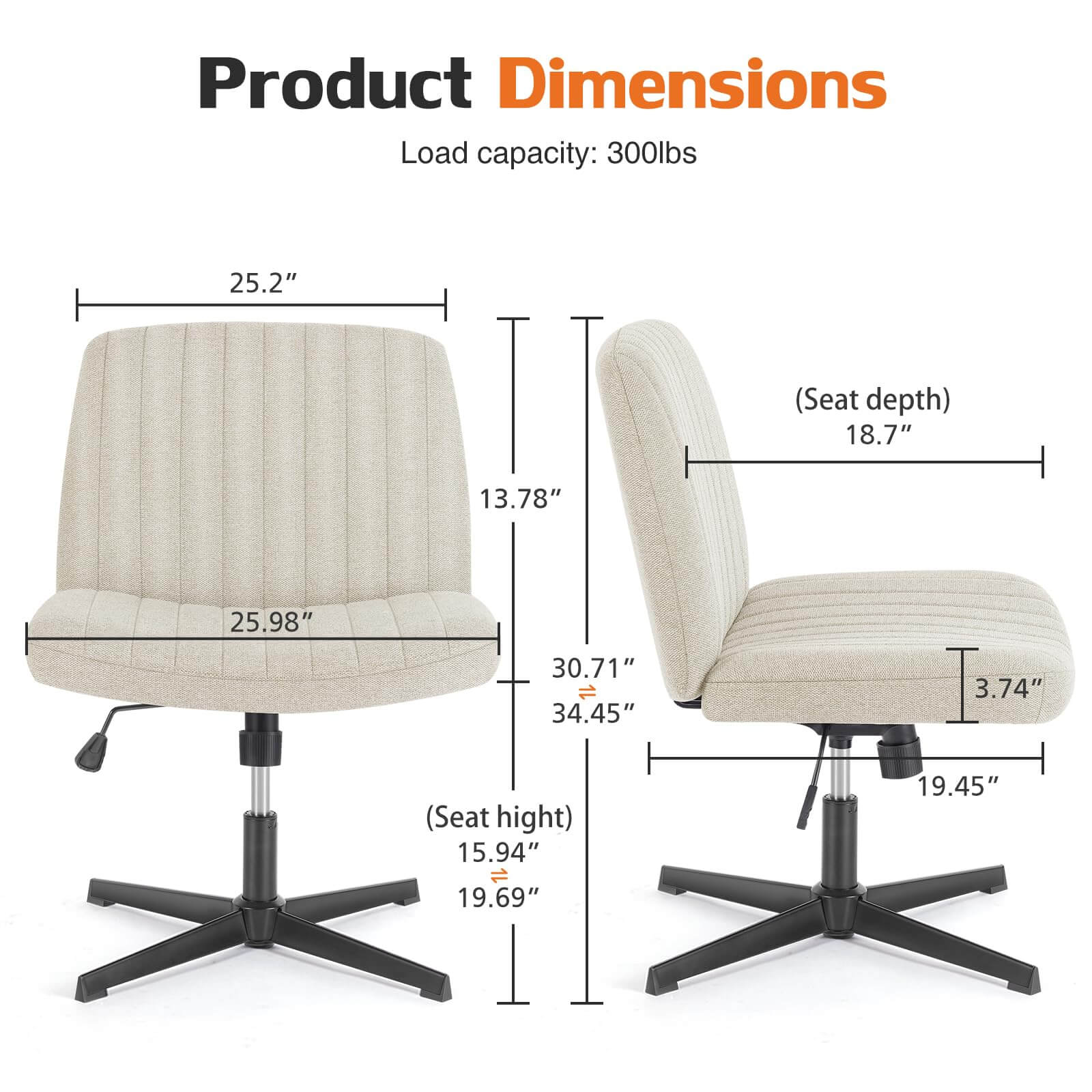 Ergonomic Swivel Office Chair with Lumbar Support, Adjustable Comfort