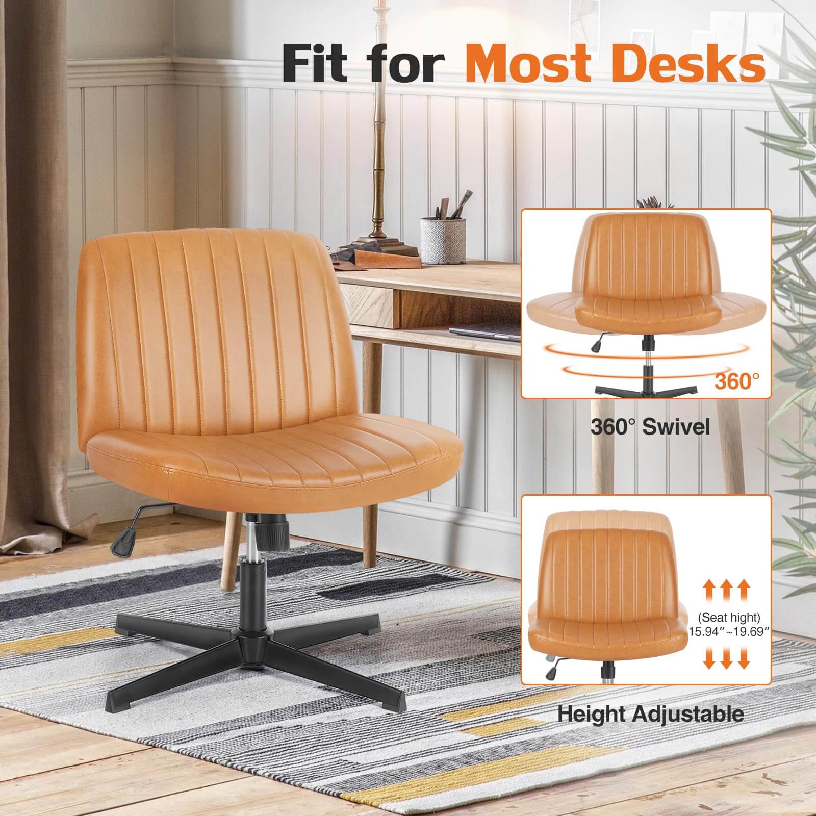 Ergonomic Swivel Office Chair with Lumbar Support, Adjustable Comfort