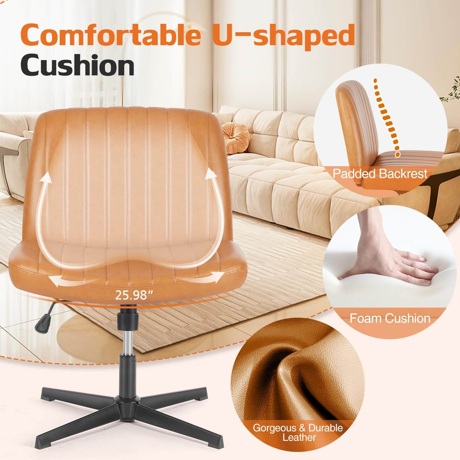 Ergonomic Swivel Office Chair with Lumbar Support, Adjustable Comfort