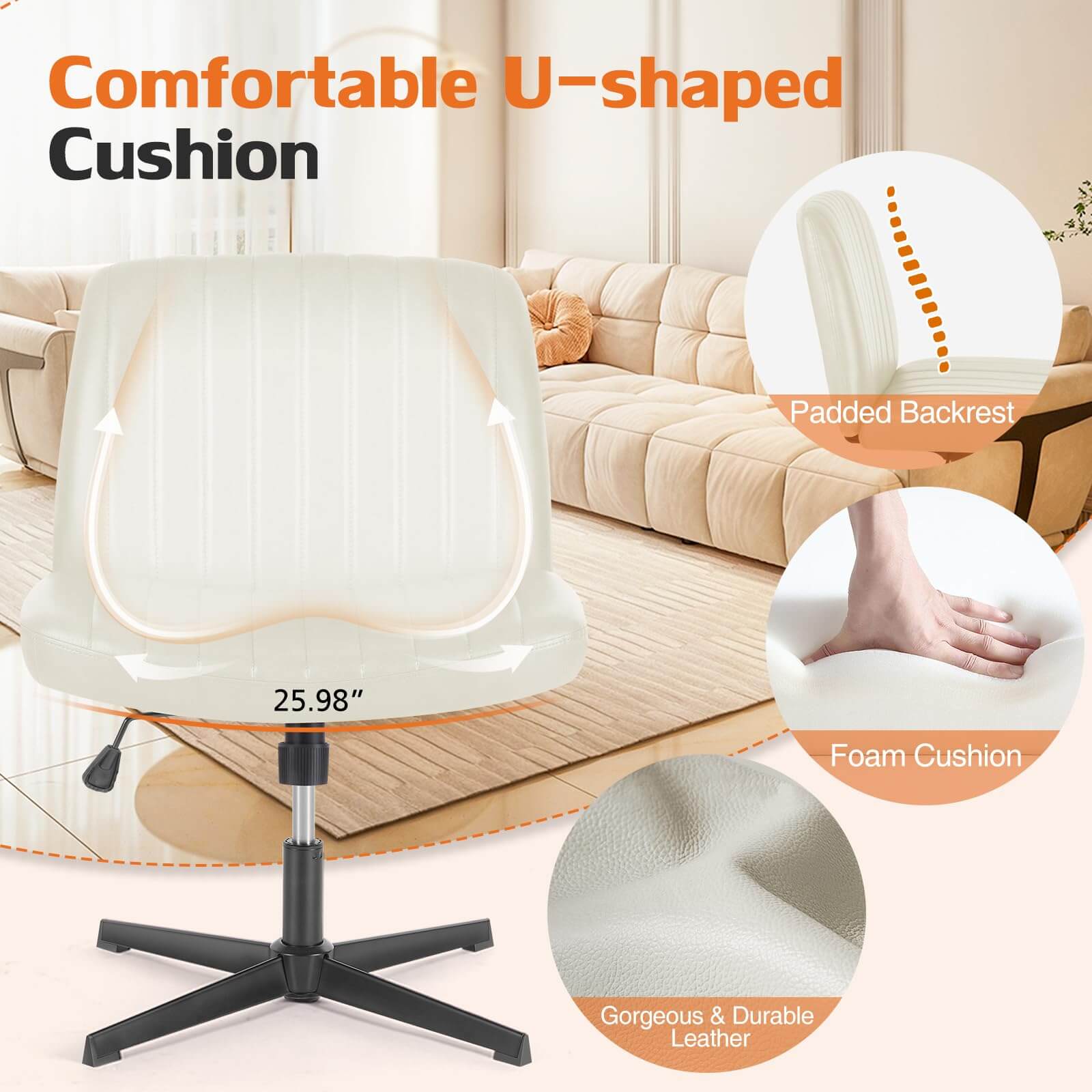 Ergonomic Swivel Office Chair with Lumbar Support, Adjustable Comfort