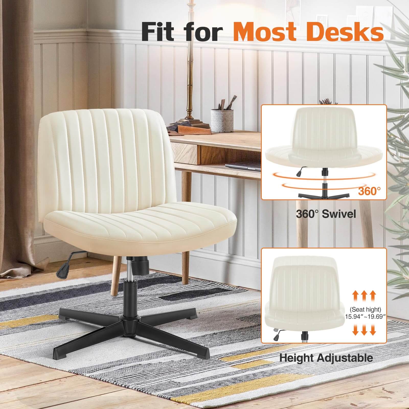 Ergonomic Swivel Office Chair with Lumbar Support, Adjustable Comfort