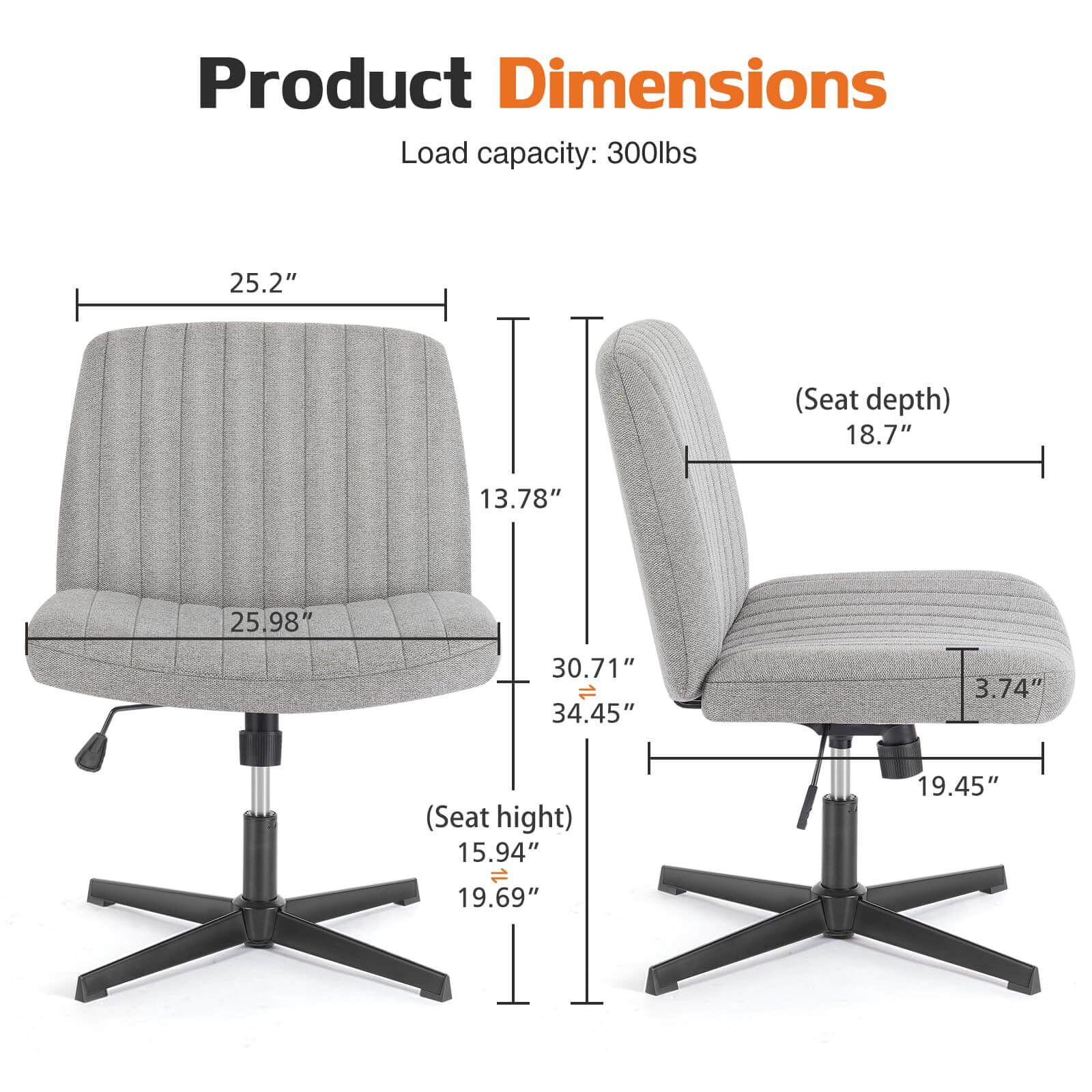 Ergonomic Swivel Office Chair with Lumbar Support, Adjustable Comfort
