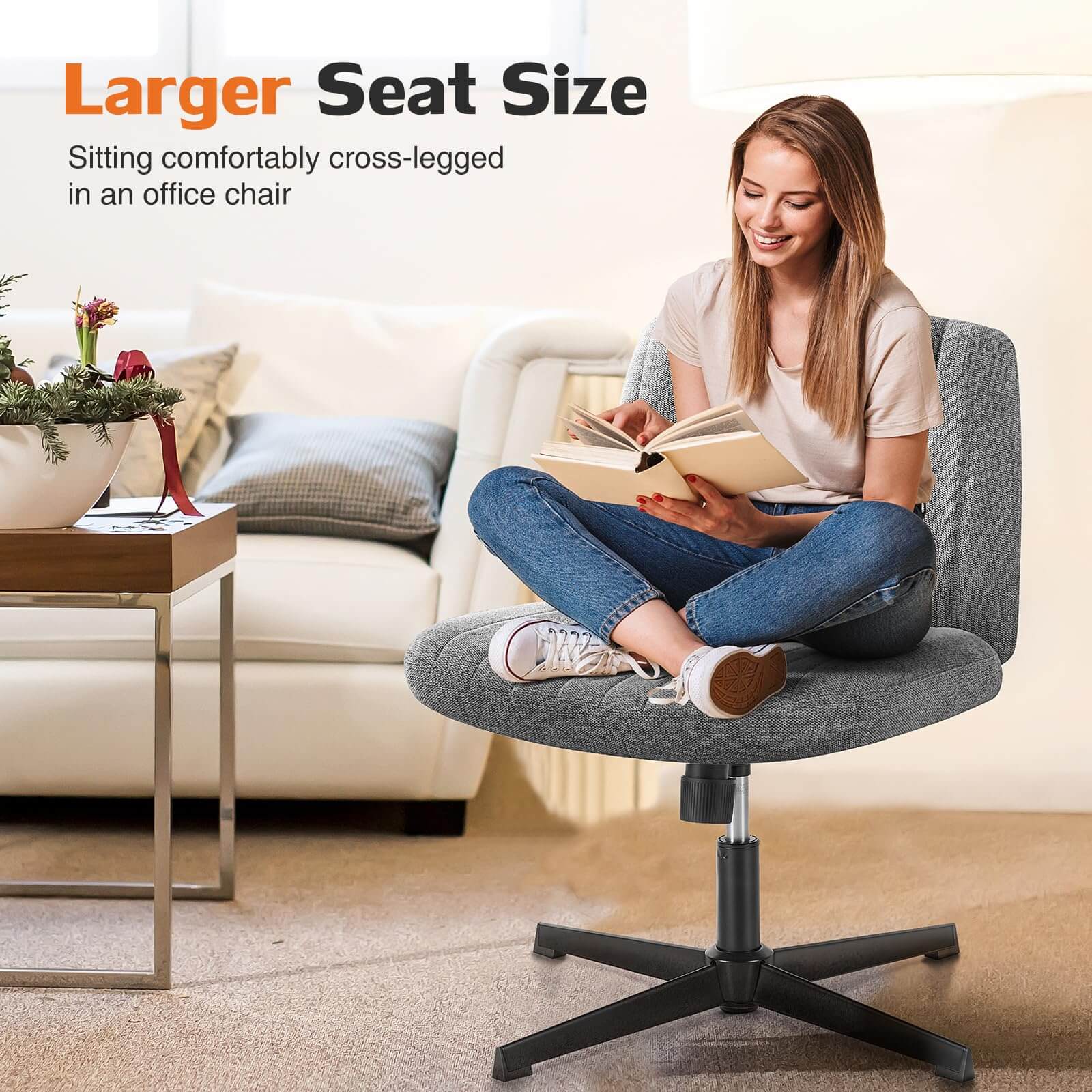Ergonomic Swivel Office Chair with Lumbar Support, Adjustable Comfort