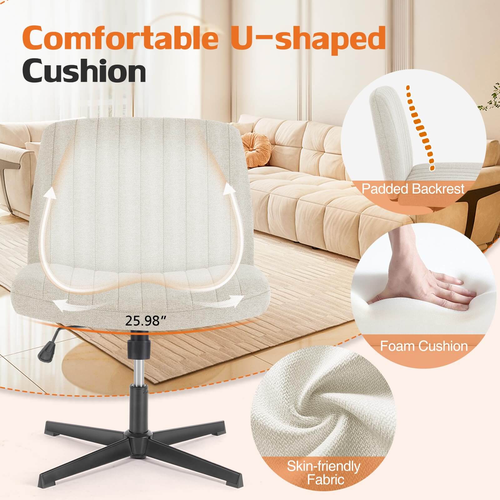 Ergonomic Swivel Office Chair with Lumbar Support, Adjustable Comfort